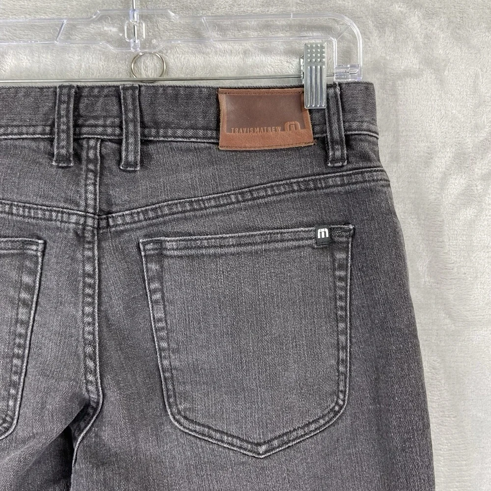 Travis Mathew Jeans Mens 32x31 Slim Straight Skinny Black Denim Cotton Stretch